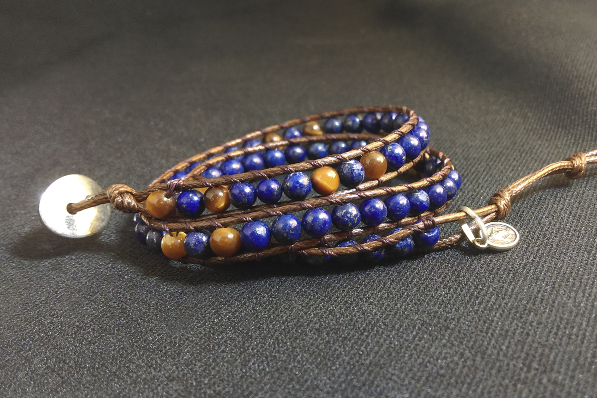 Bracciale Rosario Lapislazuli con Medaglia Miracolosa- 3 giri