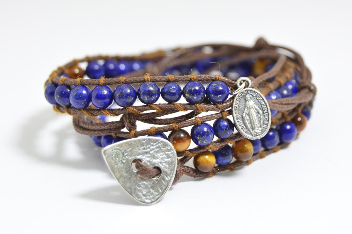 Bracciale Rosario Lapislazuli con Medaglia Miracolosa- 3 giri