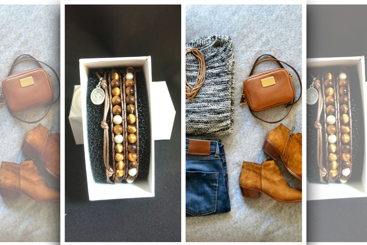 Bracciale Rosario Occhio di Tigre con Medaglia Miracolosa- 3 giri