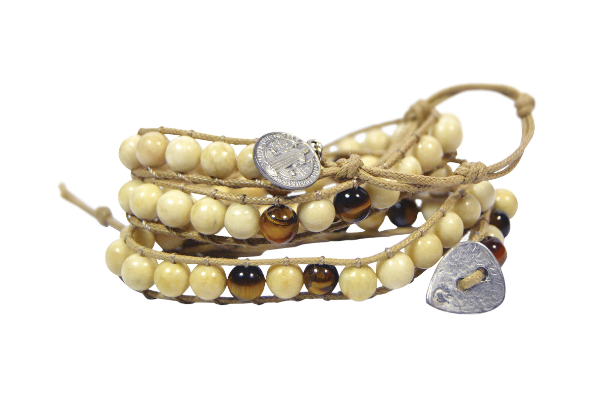 Bracciale Rosario Fossil e Occhio di Tigre - 3 giri