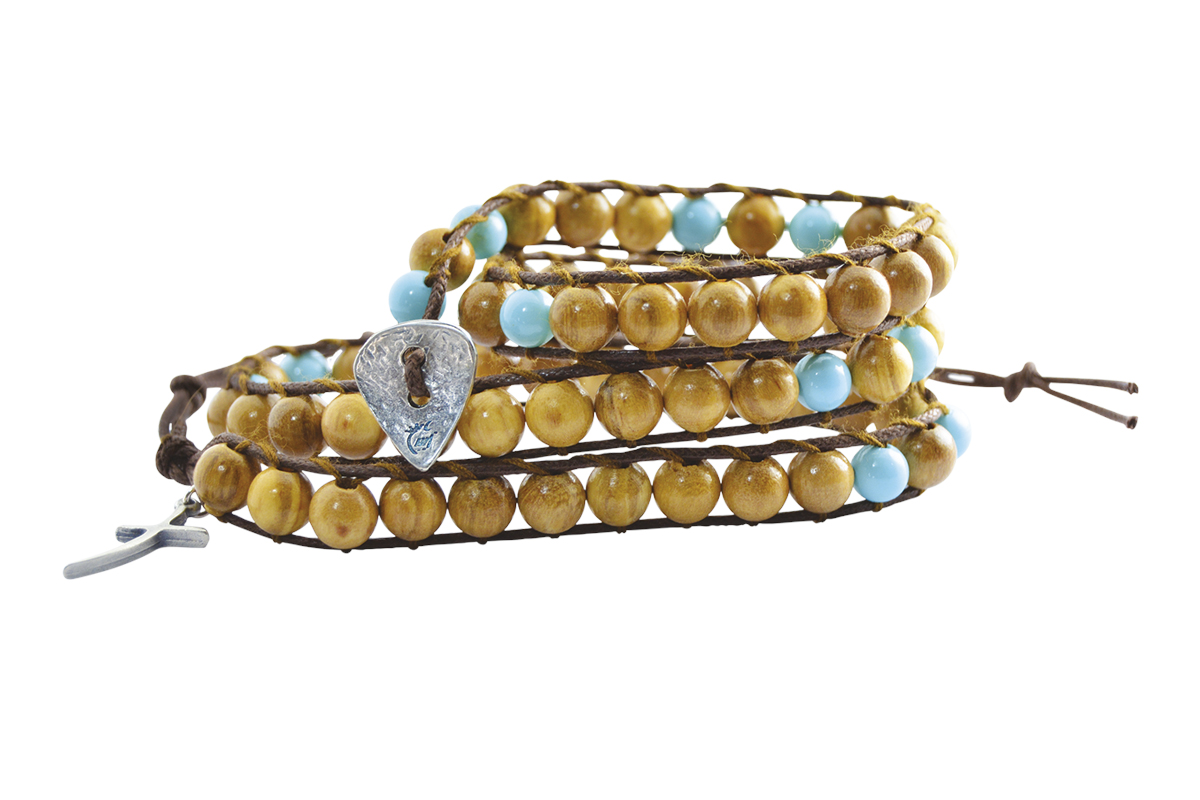 Bracciale Rosario Legno Ulivo e Turchese - 3 giri