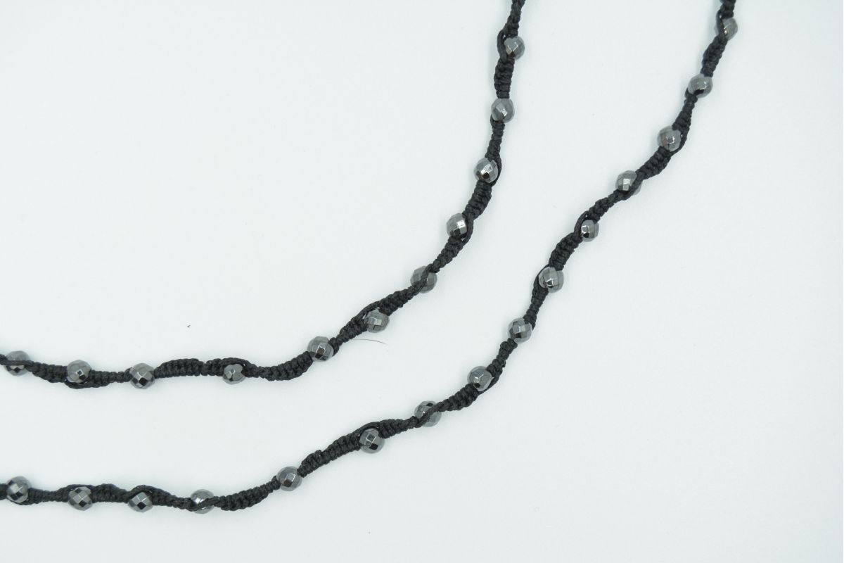 Corona rosario pietra tonda in Ematite sfaccettata 4 mm