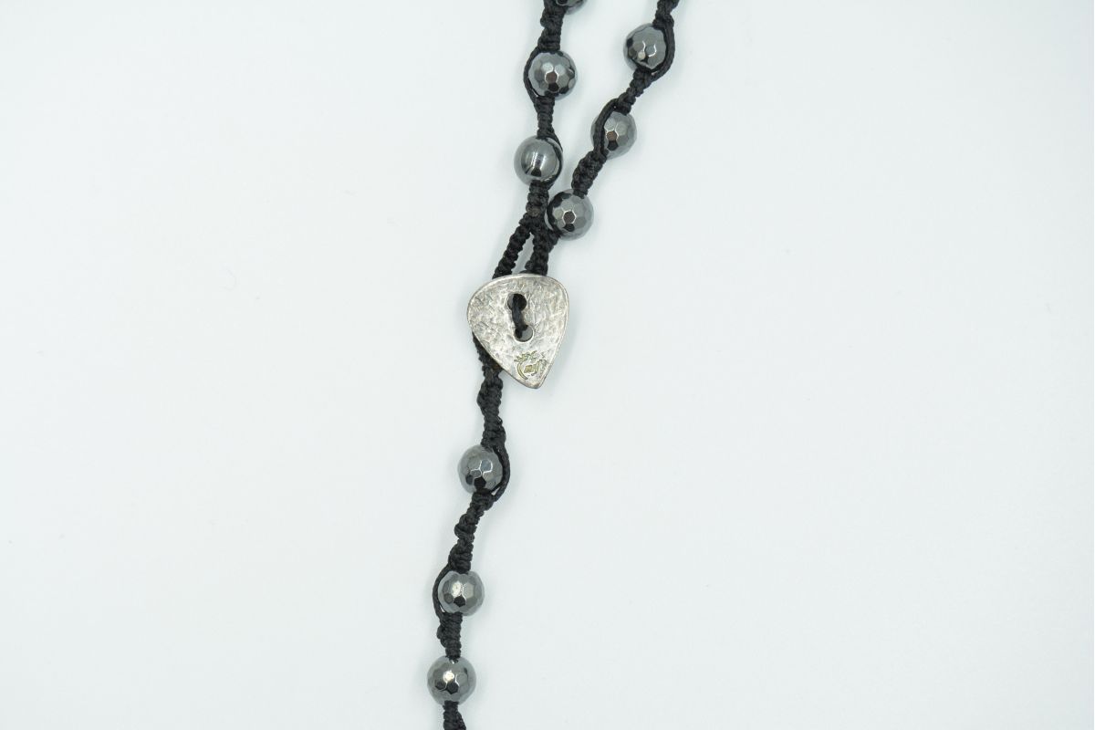 Corona rosario pietra tonda in Ematite sfaccettata 6 mm