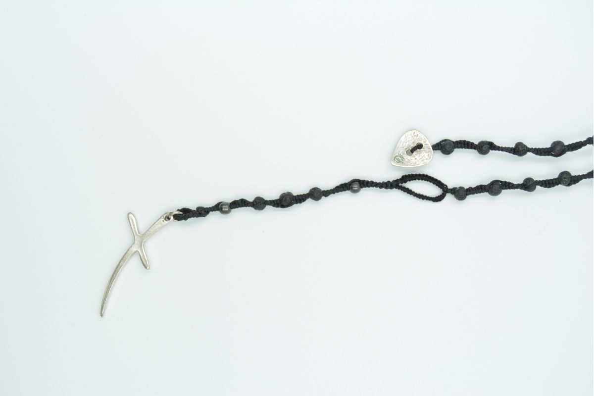Corona rosario pietra tonda Lavica ed Ematite 4 mm