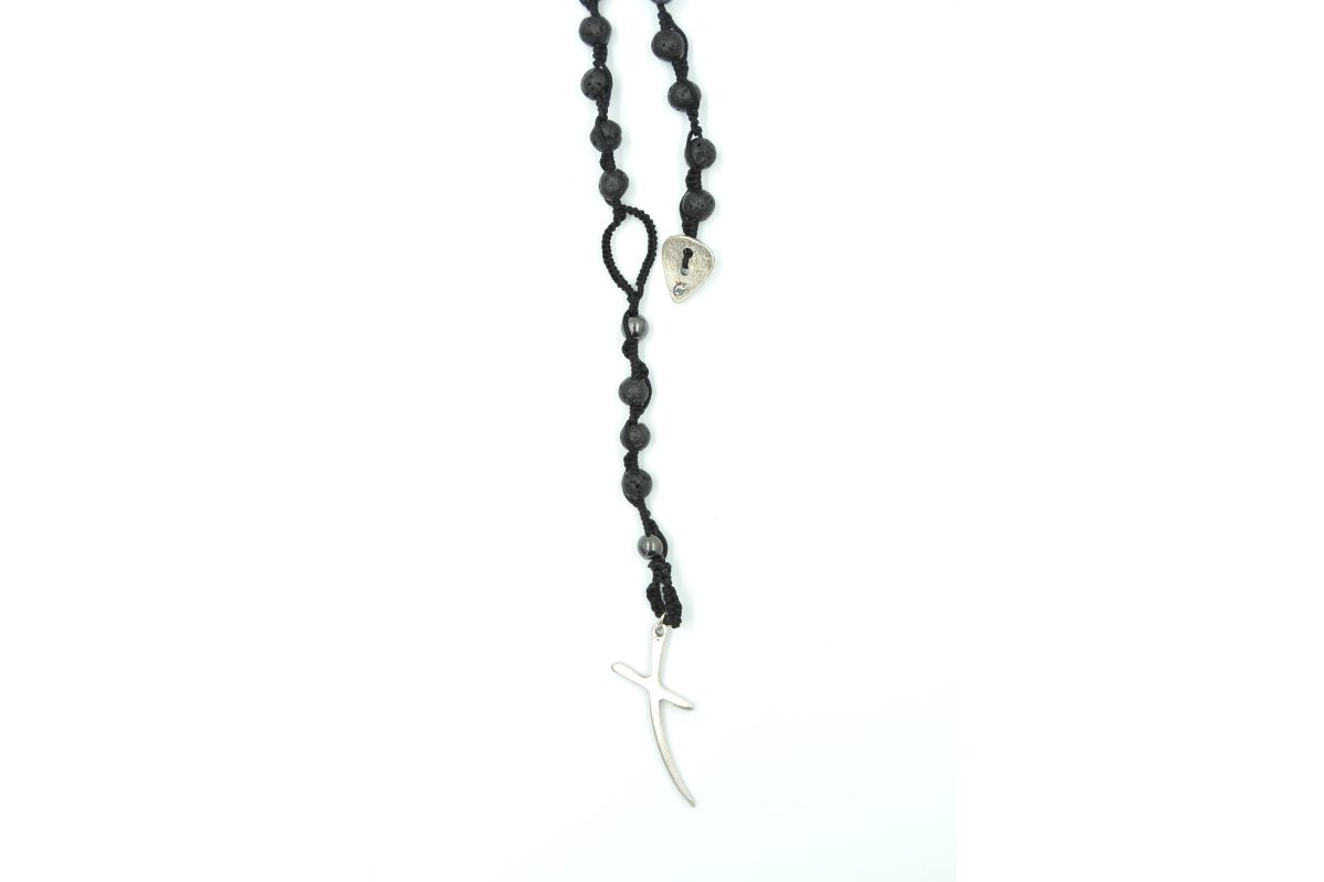 Corona rosario pietra tonda Lavica ed Ematite 6 mm