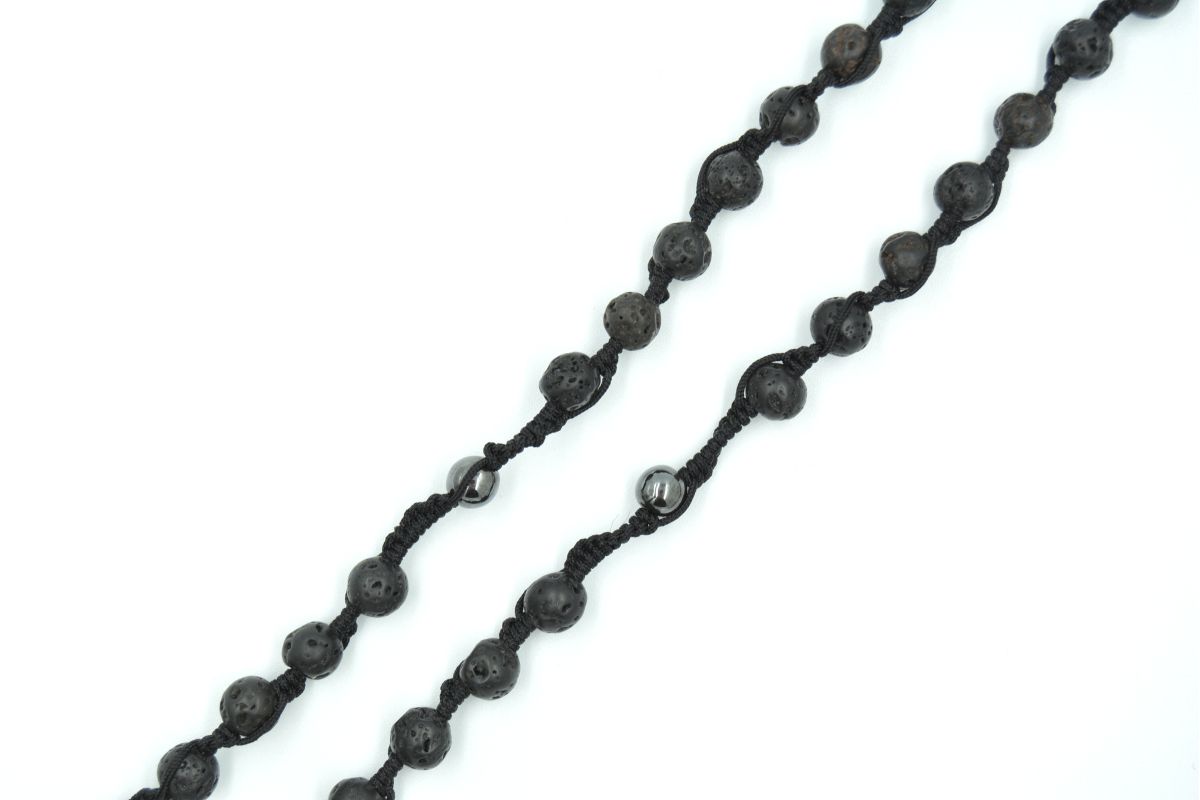 Corona rosario pietra tonda Lavica ed Ematite 6 mm