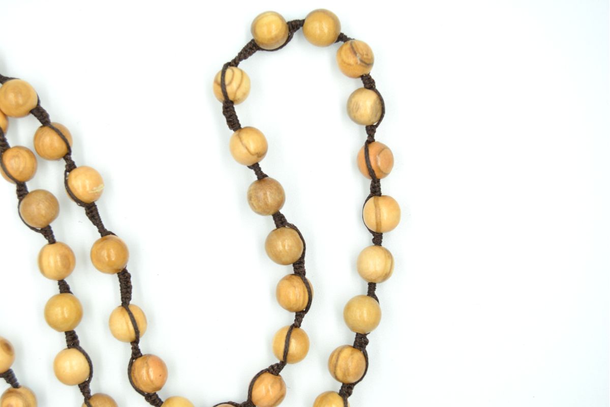 Collana rosario in legno ulivo naturale 8 mm Croce Melaeffe