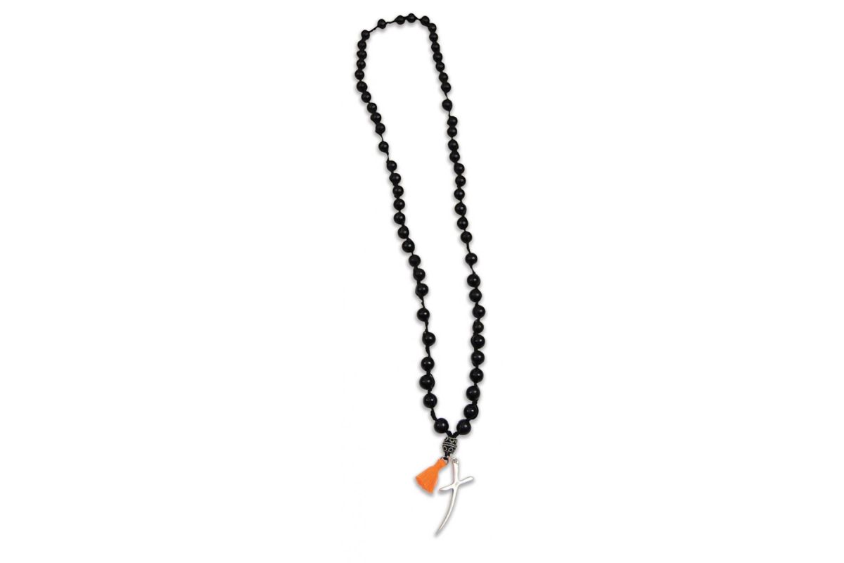 Collana rosario in legno faggio nero 8 mm Croce Melaeffe