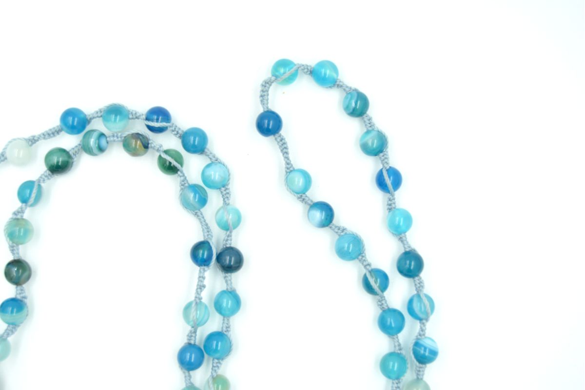 Collana rosario in pietra agata profondo cielo 6 mm Croce Melaeffe