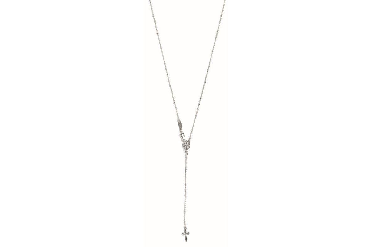 Corona rosario con grani in argento e crocera Medaglia Miracolosa- 2 mm